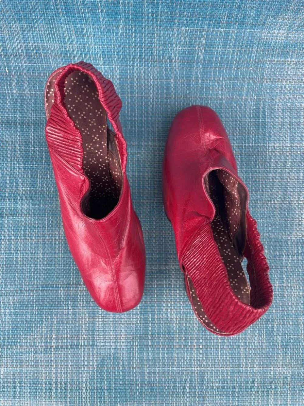 1970s Vintage Platform Slingbacks – cranberry red, size 7